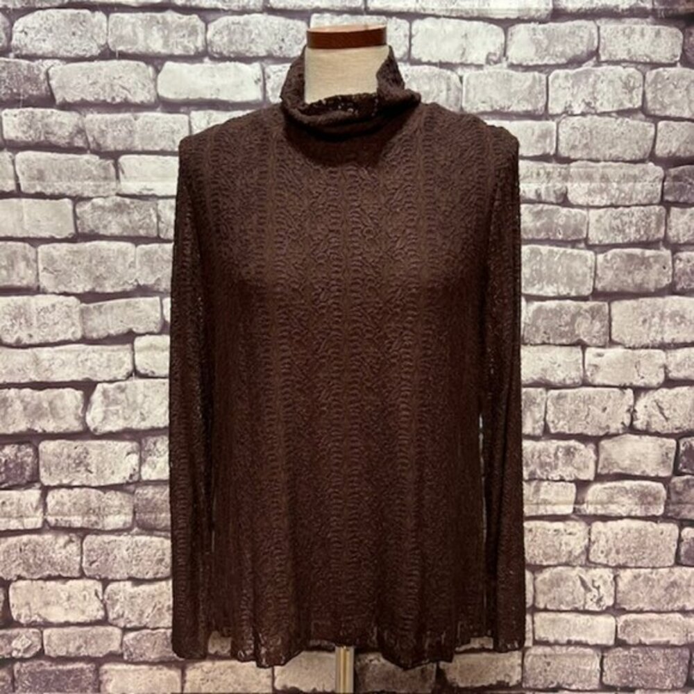 J. Jill NWT Brown Long Sleeve Draped Neck Blouse Size L